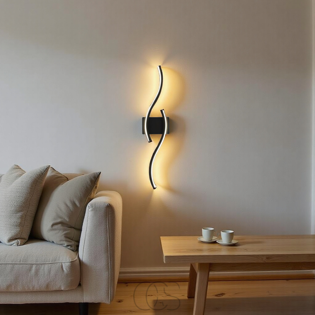 Skorter | Minimalist Black LED Wall Lamp – Modern Remote-Controlled Ambient Light