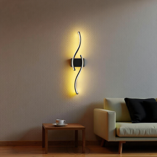 Skorter | Minimalist Black LED Wall Lamp – Modern Remote-Controlled Ambient Light