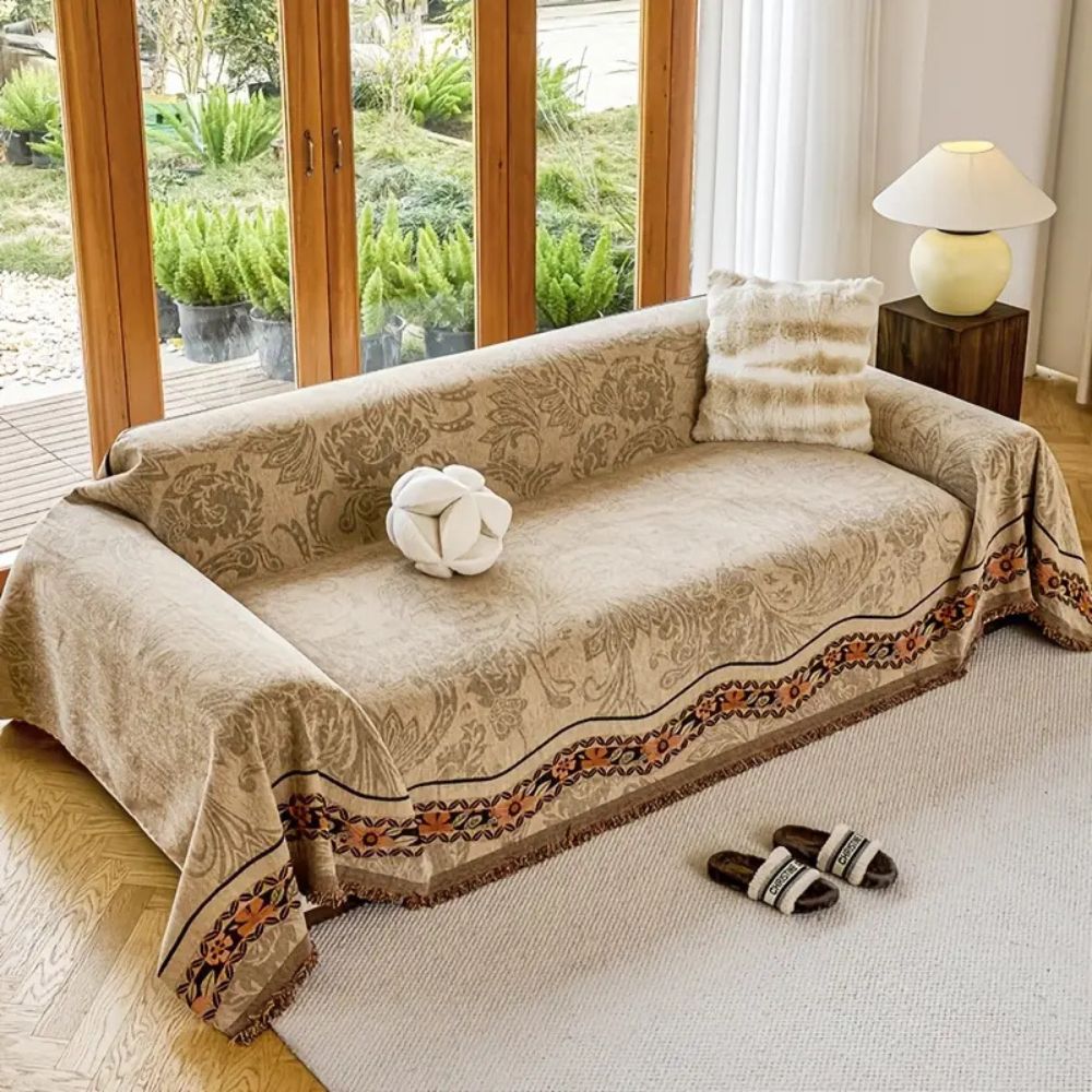 Skorter | Floral Tasseled Boho Sofa Cover