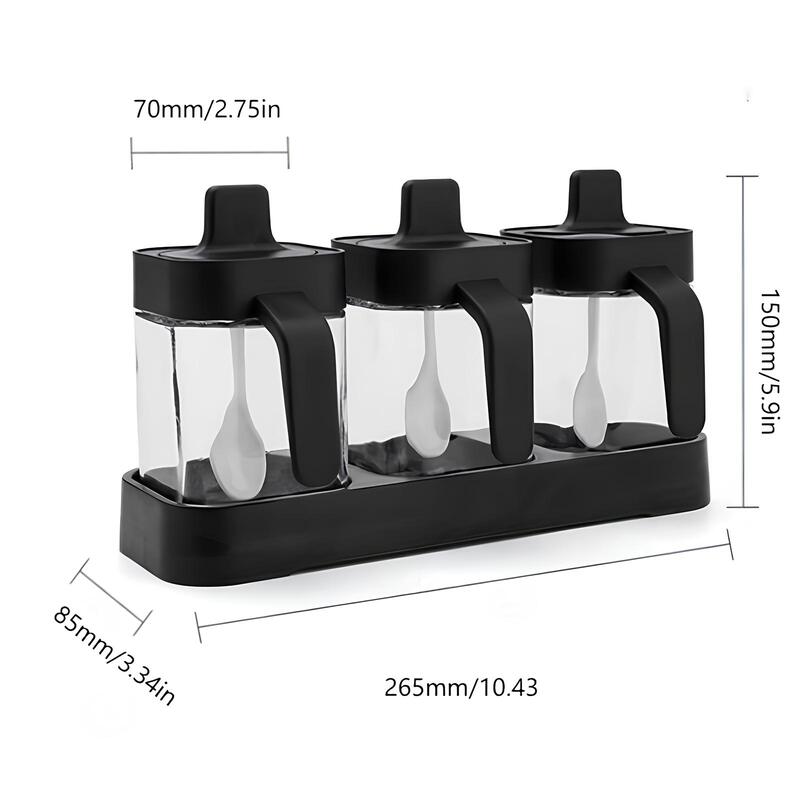 Skorter spice jar with tray and integrated spoons