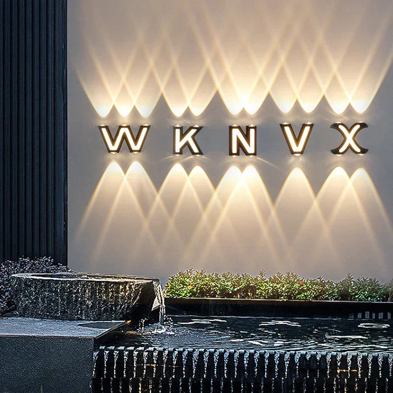 Skorter | LED Outdoor Wall Lamp with Customizable Letter Sign and Energy-Efficient Lighting for Home Entryways and Patios