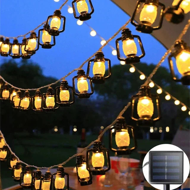 Skorter | SolarGlow - LED String Lights with Flame Effect - Cozy Outdoor Lighting for Garden & Terrace
