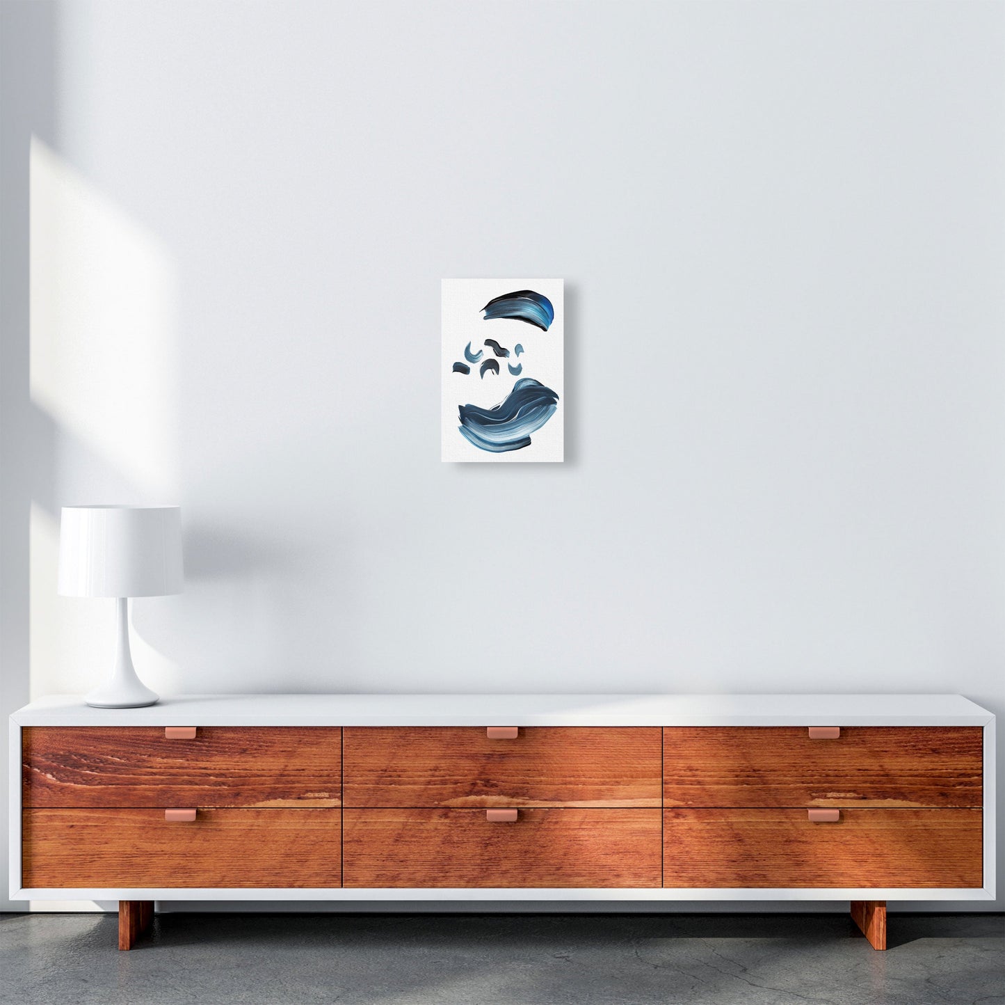 Skorter | Dark Blue and Gray Abstract Brushstrokes Modern Print