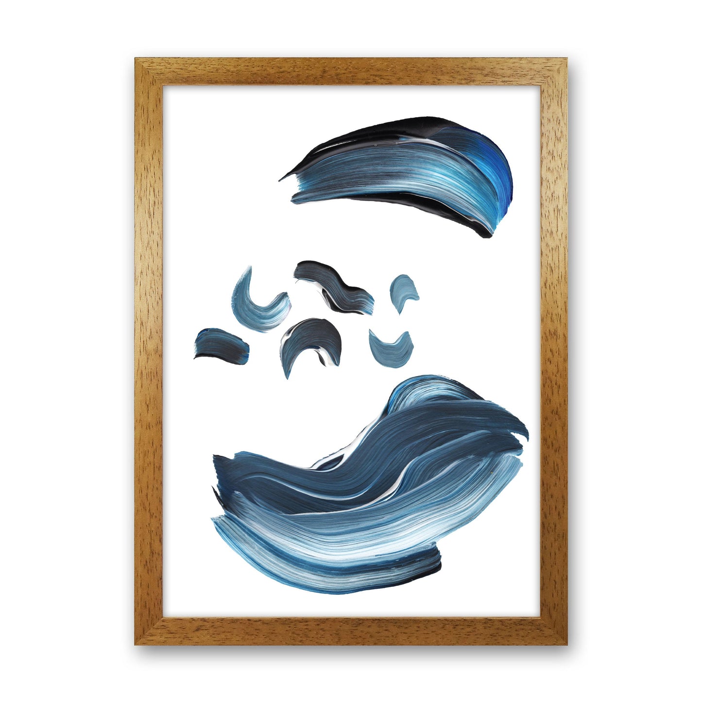 Skorter | Dark Blue and Gray Abstract Brushstrokes Modern Print