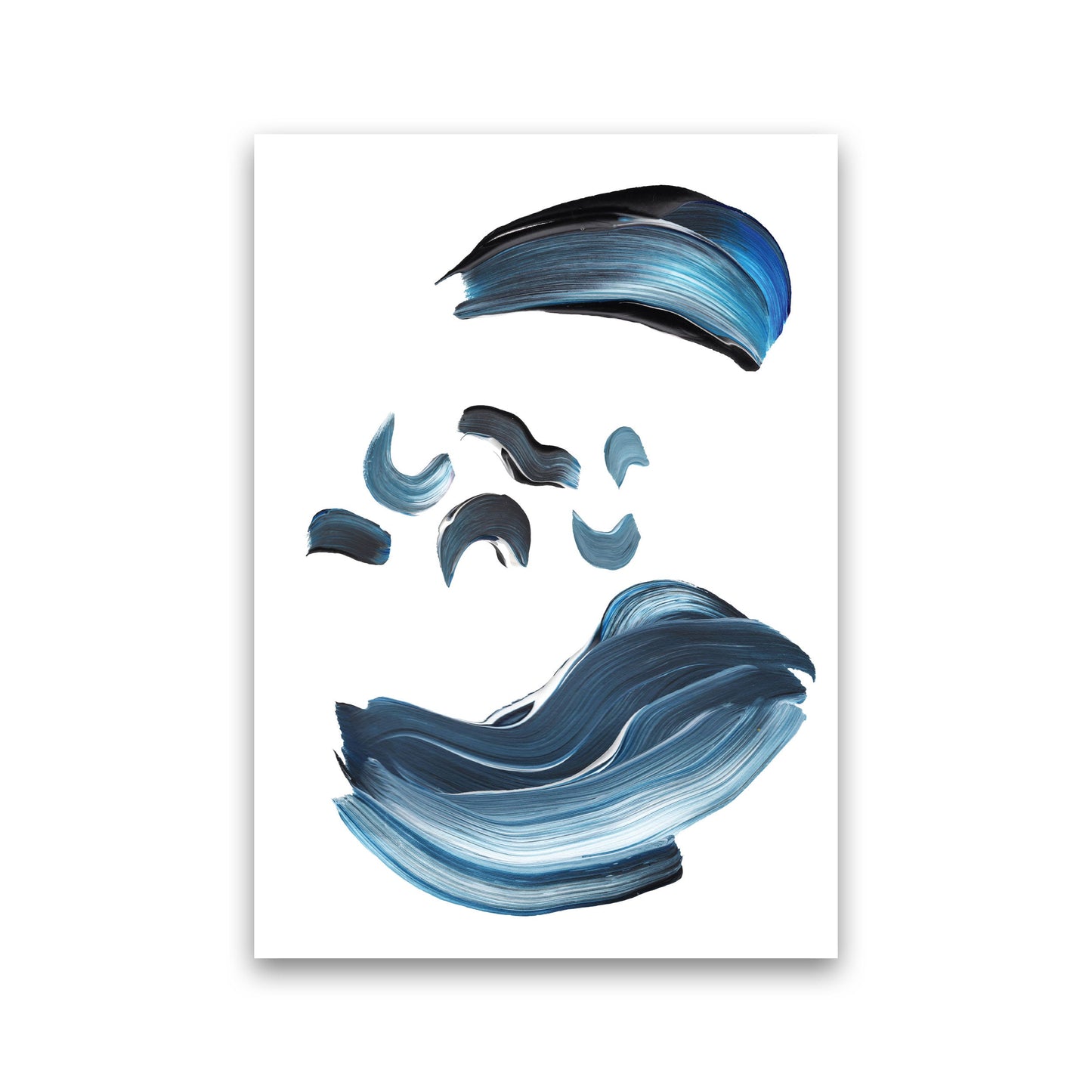 Skorter | Dark Blue and Gray Abstract Brushstrokes Modern Print