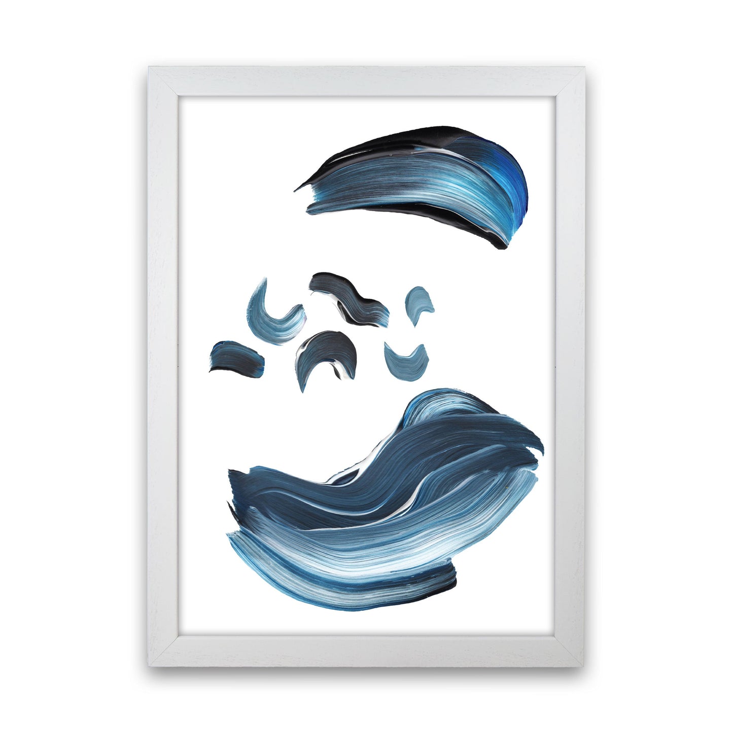 Skorter | Dark Blue and Gray Abstract Brushstrokes Modern Print