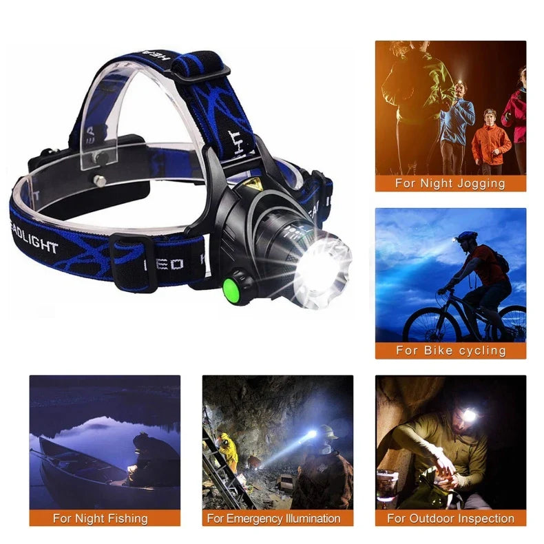 Skorter | NightBeam Pro Headlamp – Powerful Rechargeable LED Headlamp with Zoom and Waterproof Design