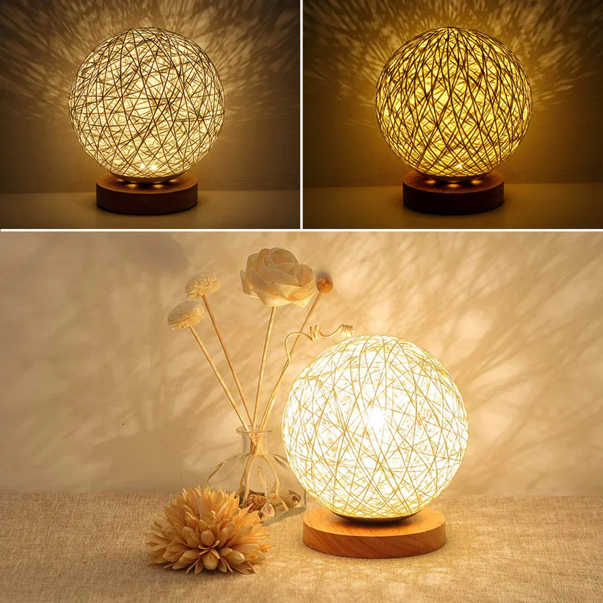 Skorter | RattanGlow - Dimmable Rattan Table Lamp with Natural Design