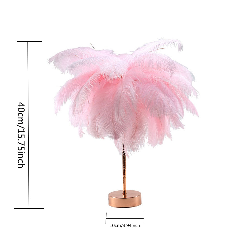 Skorter | Remote Control Feather Table Lamp USB/AA Battery Power DIY Creative Warm Light Wooden Feather Lampshade Wedding Home Bedroom Decor