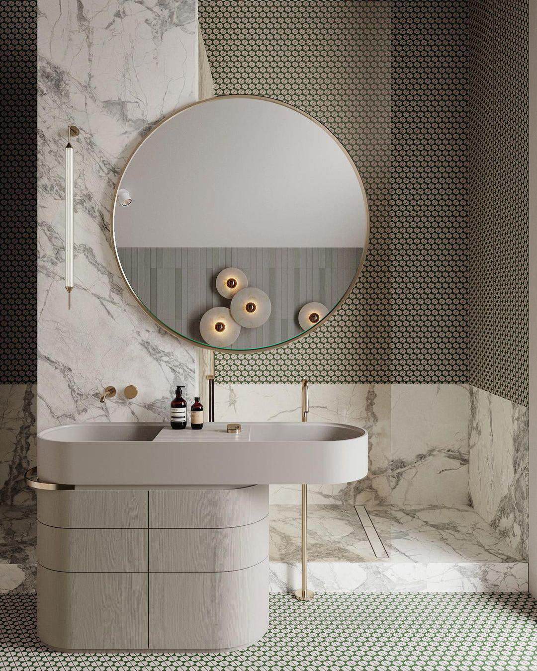 Skorter | LuxeMarble – Round Marble Wall Lamp for Chic Illumination