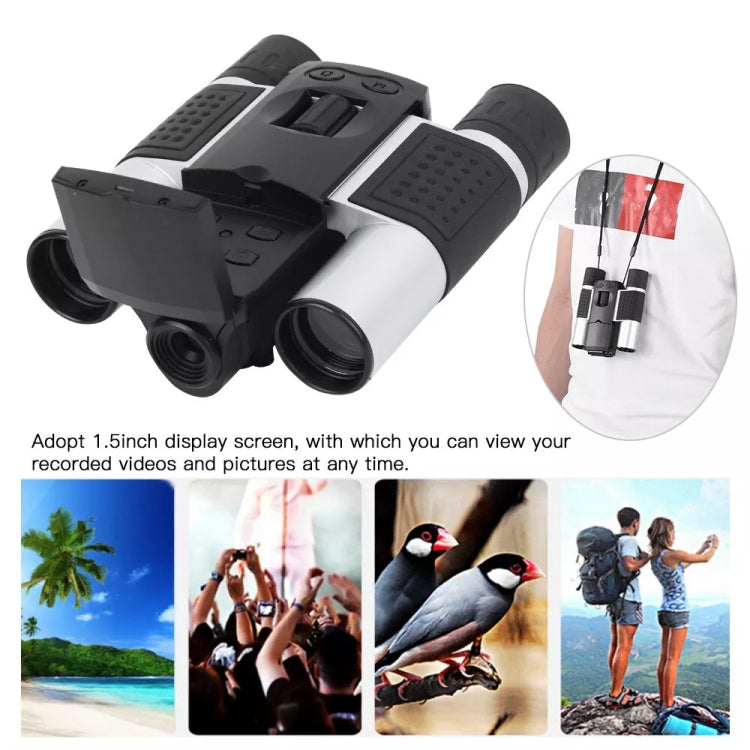 Skorter | DB618B 10X25 Zoom 10mm Objective Lens HD 1280x960P 1.5 inch LCD Screen Binocular Telescope Digital Camera(Black Silver)
