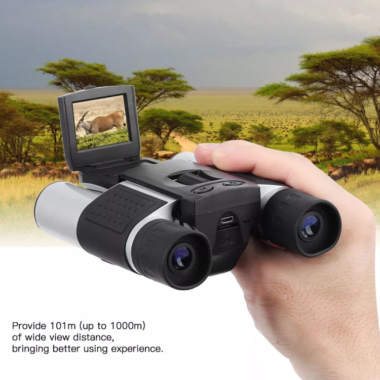 Skorter | DB618B 10X25 Zoom 10mm Objective Lens HD 1280x960P 1.5 inch LCD Screen Binocular Telescope Digital Camera(Black Silver)