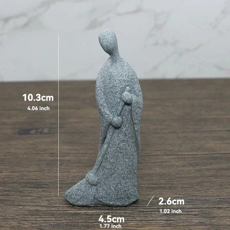 Skorter | Buddha Stone Statue Small Buddhist Monks Tibetan Buddhism Figures Zen Garden Ornament Meditation Home Aquarium Decoration