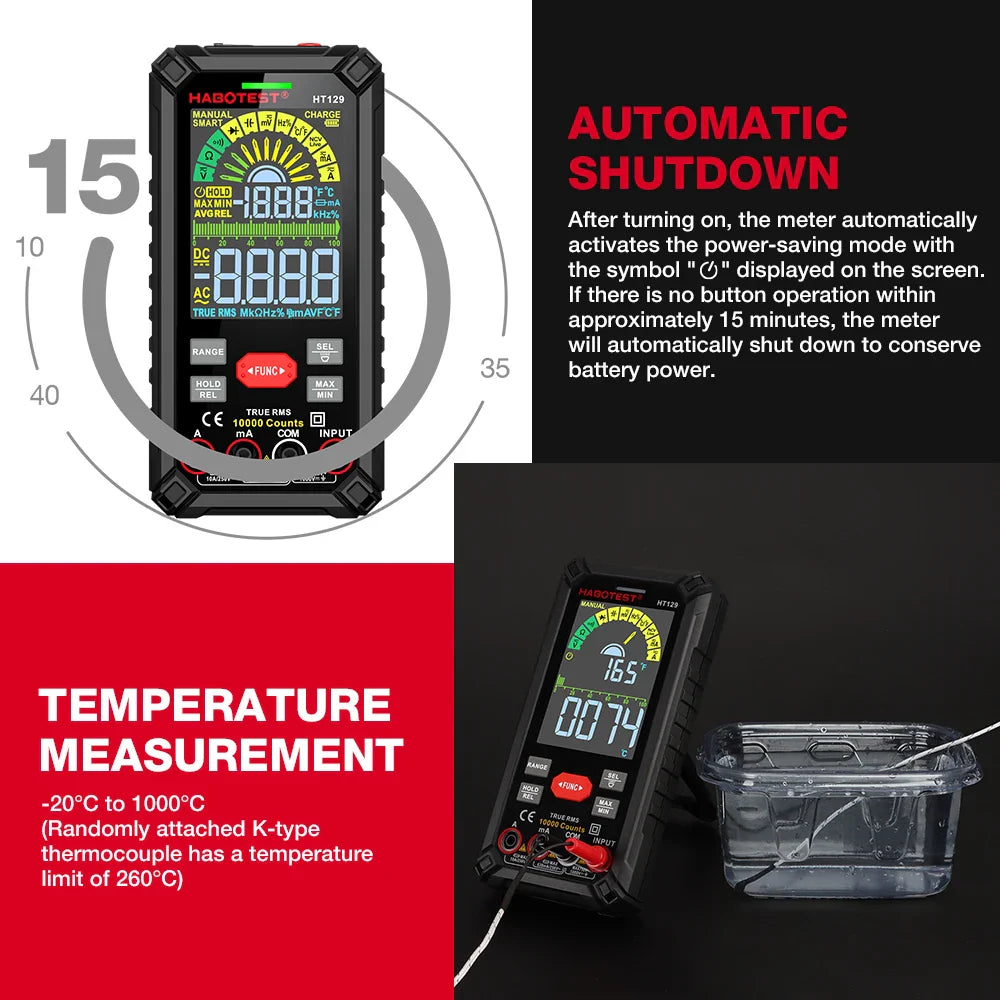 Skorter | 10000 Counts Digital Multimeter with True RMS - HT129