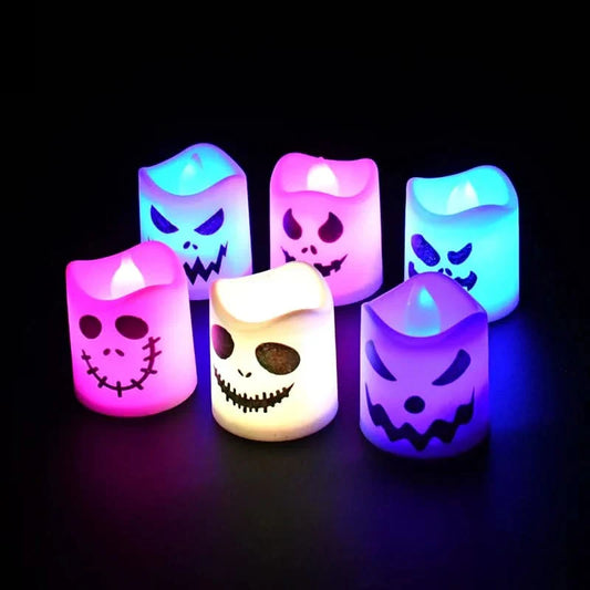 Skorter | Halloween LED Ghost & Pumpkin Candle Lights – 6 Pack