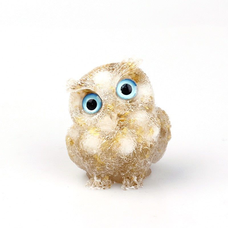 Skorter | Natural Crystal Owl Figurine: Handmade Collector's Item
