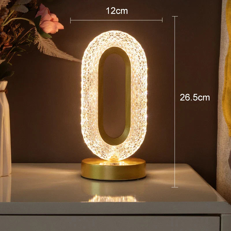 Skorter | Crystal LED Table Lamp: Dimmable, USB Charging, Touch & Remote Control