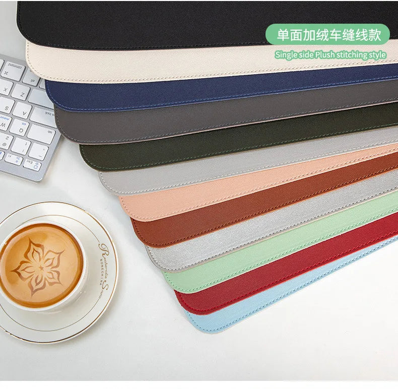 Skorter | Large White Waterproof PU Leather Mouse Pad - Non-Slip Gaming Desk Mat