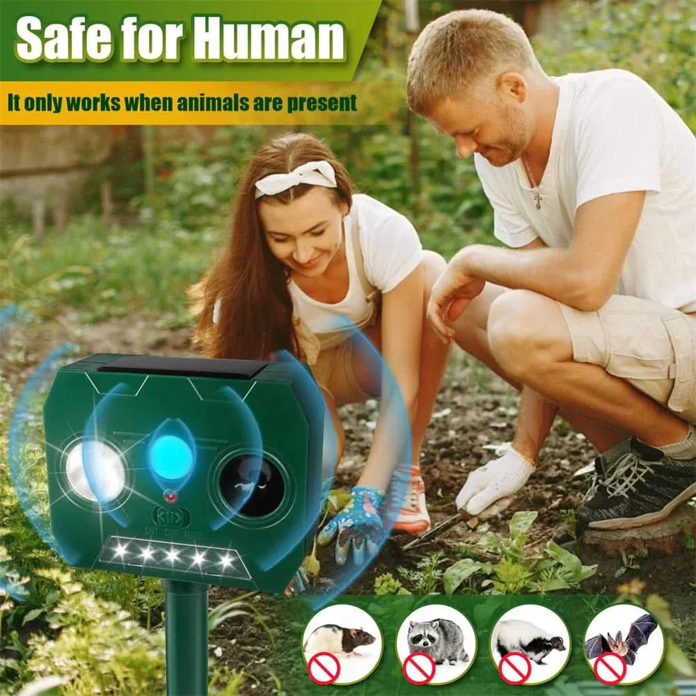 Skorter | ULTRAGUARD ANIMAL REPELLER – Ultrasonic Animal Repeller with LED Light – Weatherproof & Battery Operated for Garden & Outdoor Use