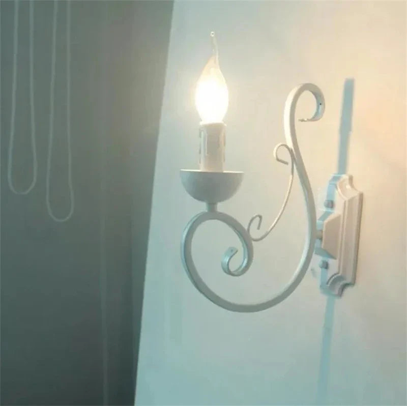 Skorter | VintageGlow - White Metal Wall Lamp With Candle E14