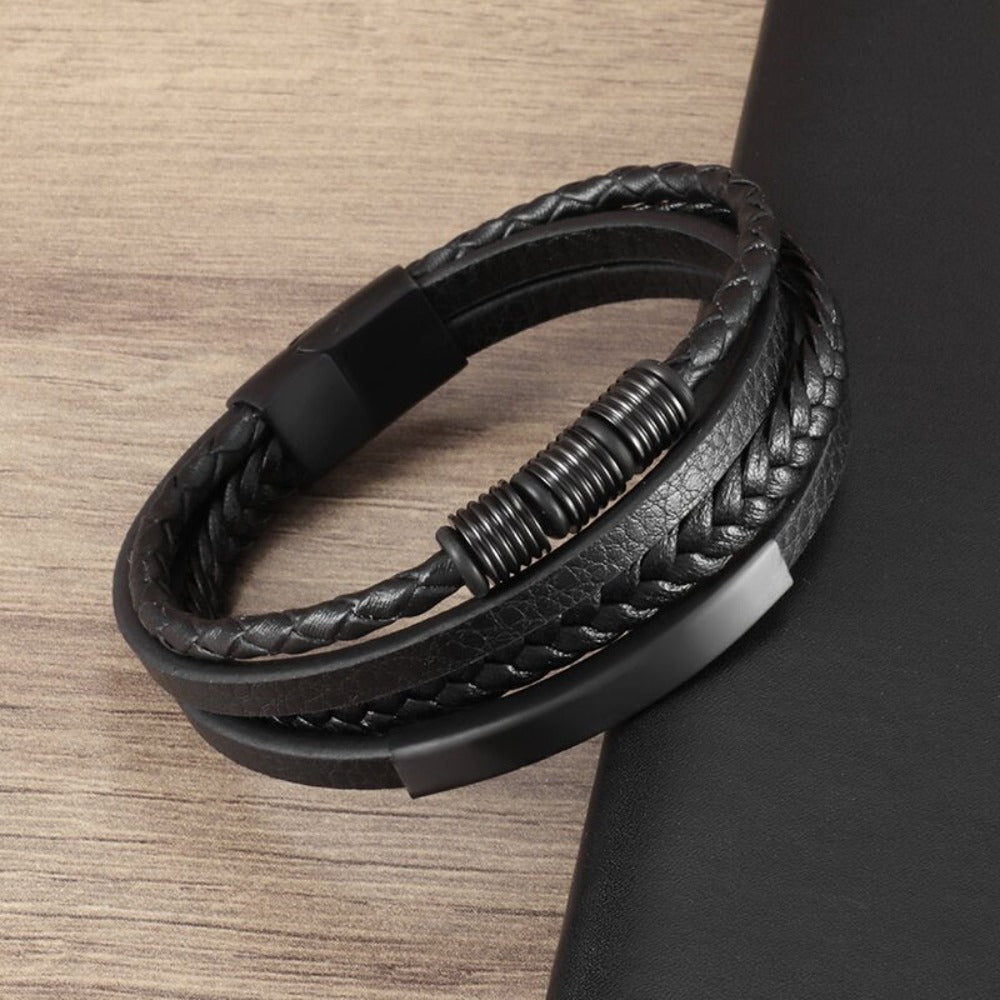 Skorter | Leather Braided Bracelet With Charms