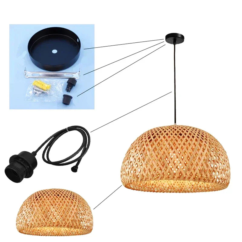 Skorter | Luxora Handwoven Bamboo Pendant Light - Eco-friendly Ceiling Lamp