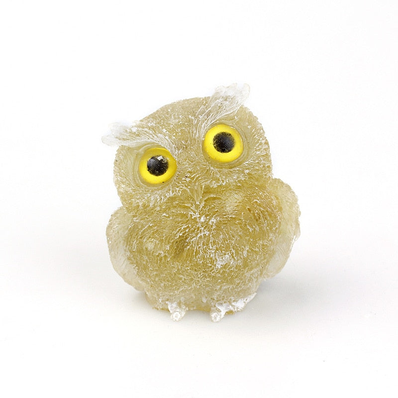 Skorter | Natural Crystal Owl Figurine: Handmade Collector's Item