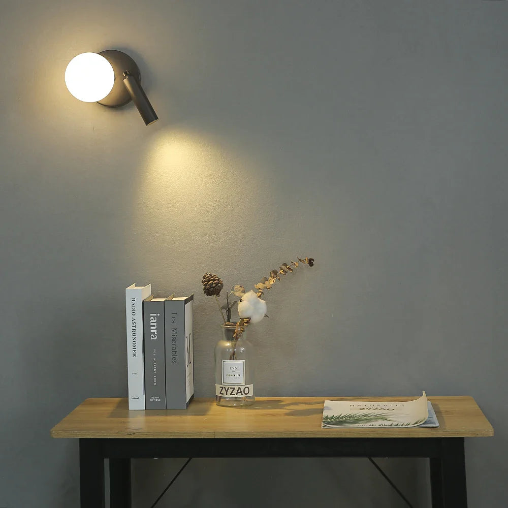 Skorter | NordicLux - Modern LED Bedside Lamp Rotating Glass Wall Lamp Bedroom and Living Room Decor