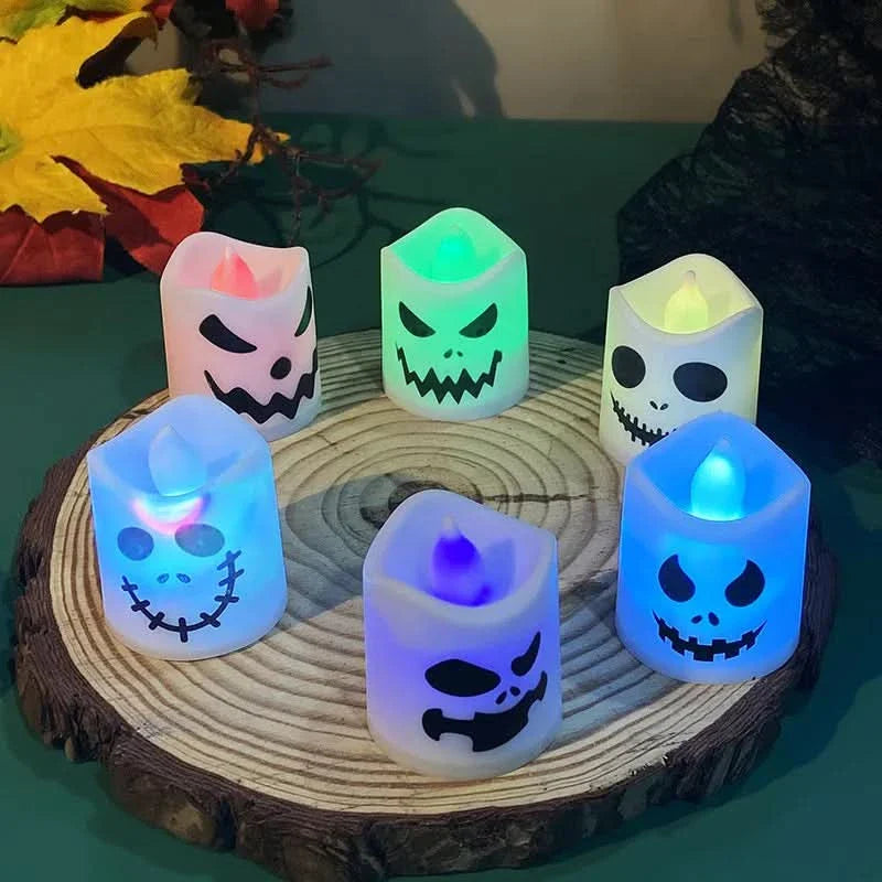 Skorter | Halloween LED Ghost & Pumpkin Candle Lights – 6 Pack