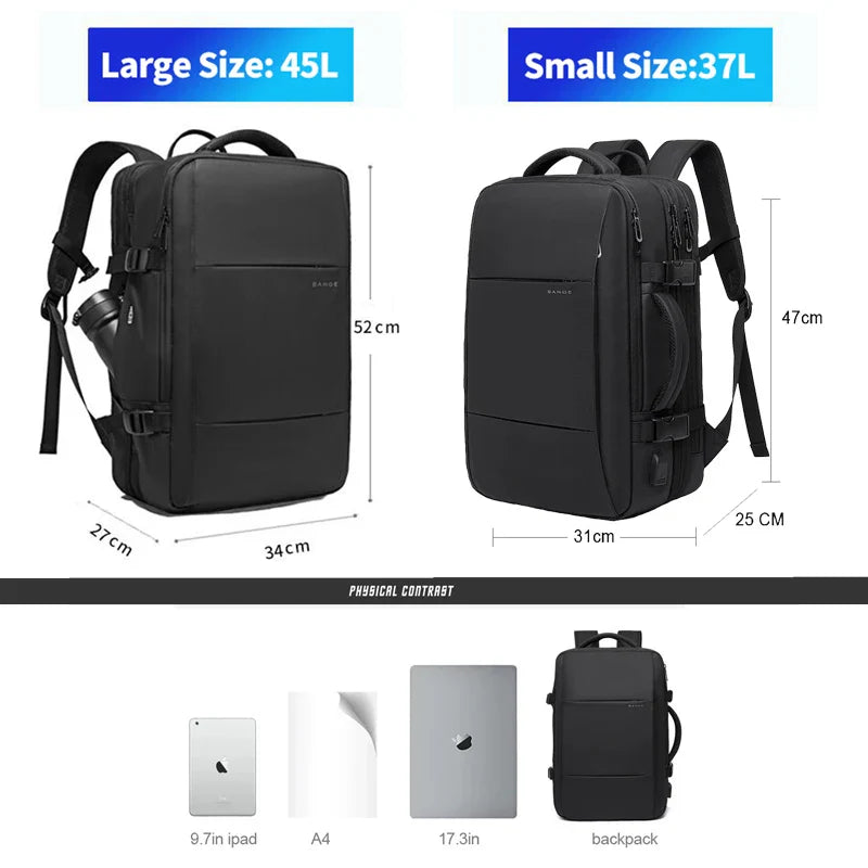 Skorter | Men's Waterproof Large Capacity Hiking Travel Expandable Laptop Backpack