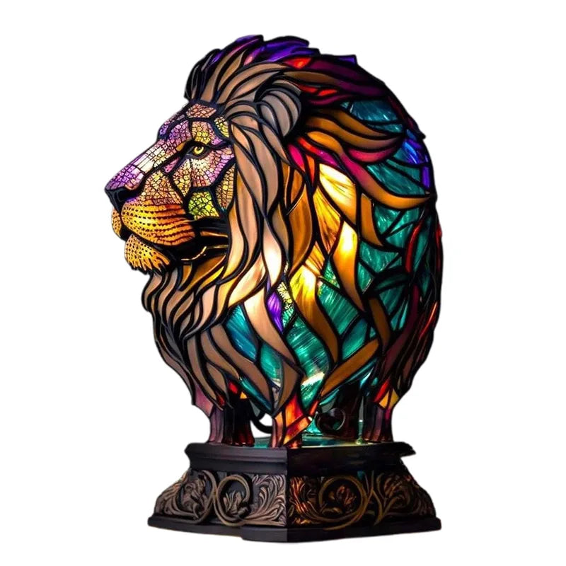 Skorter | 15cm Animal Resin Table Lamp with Stained Glass – Mermaid, Owl, Sea Turtle Design for Home Decor