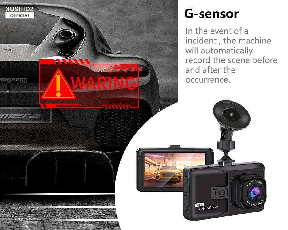 Skorter | 1080P HD Dash Cam with Loop Recording - Night Vision - 24H Parking Monitor