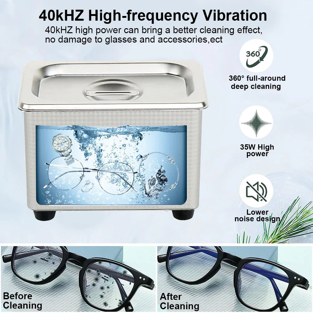 Skorter | Ultrasonic Glasses Cleaner 40kHz Stainless Steel Jewellery Cleaning Machine – ClearWave