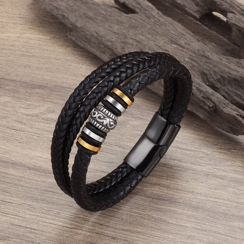 Skorter | Leather Braided Bracelet With Charms