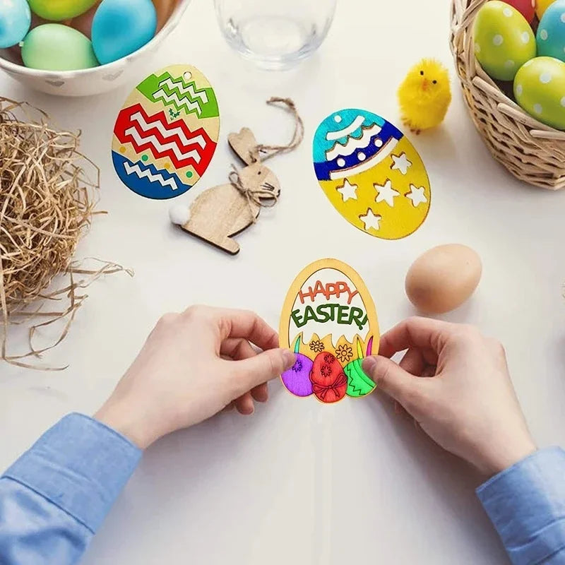 Skorter | 10 pieces DIY Easter egg wood slices