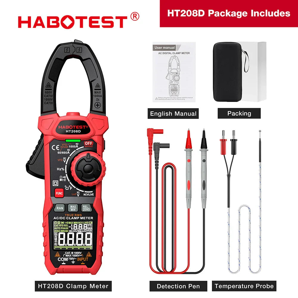 Skorter | HT208 Digital Clamp Meter - True RMS Multimeter
