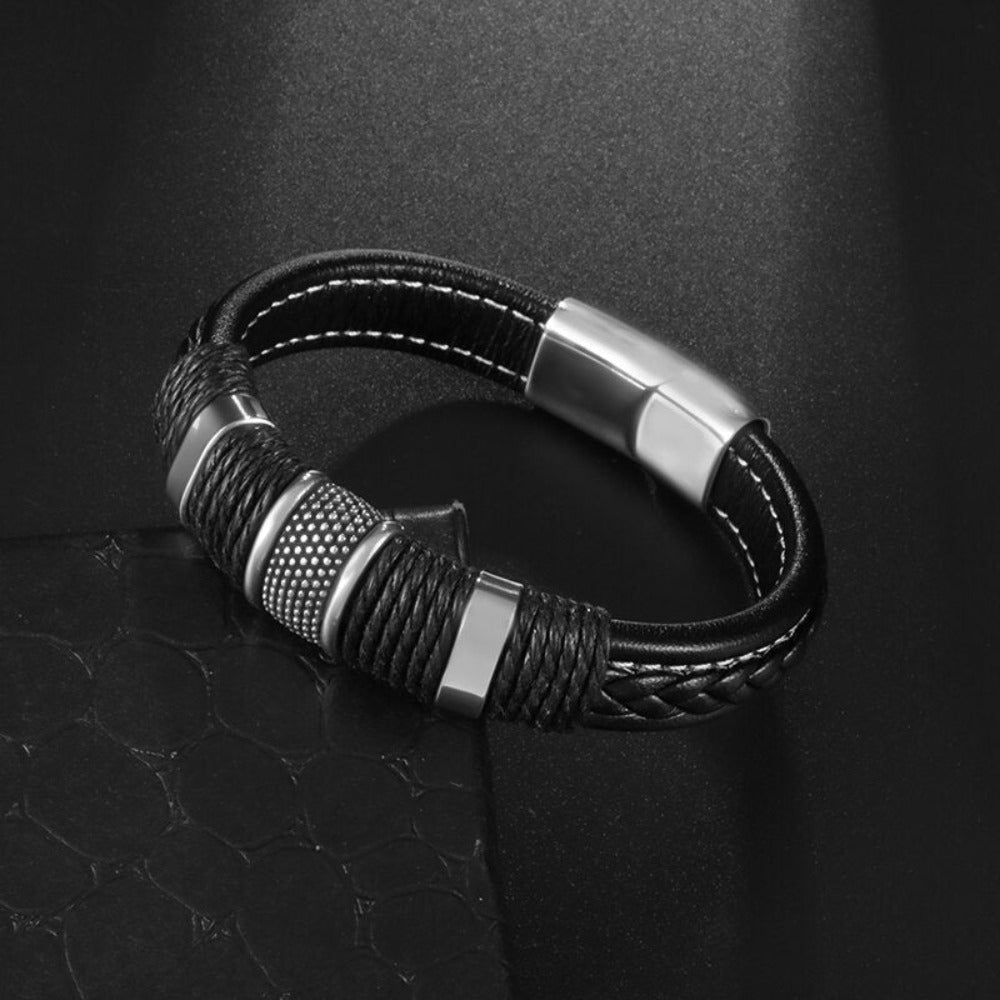 Skorter | Leather Braided Bracelet With Charms