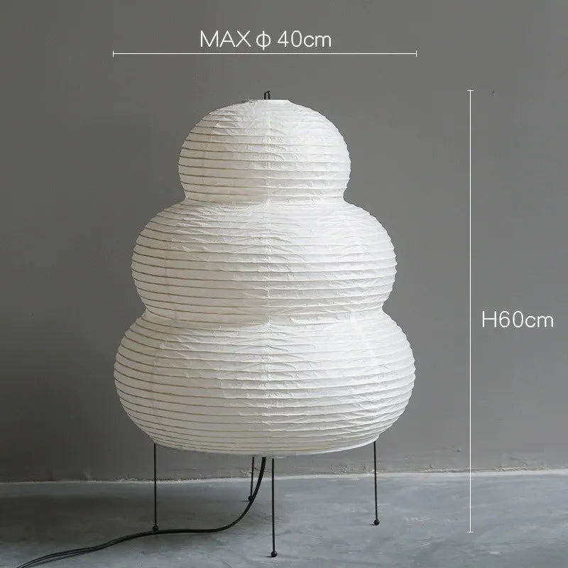 Skorter | Japanese Wabi-Sabi tripod floor lamp bedroom nightstand living room dining room study loft decor desk lamp white rice paper table lamp