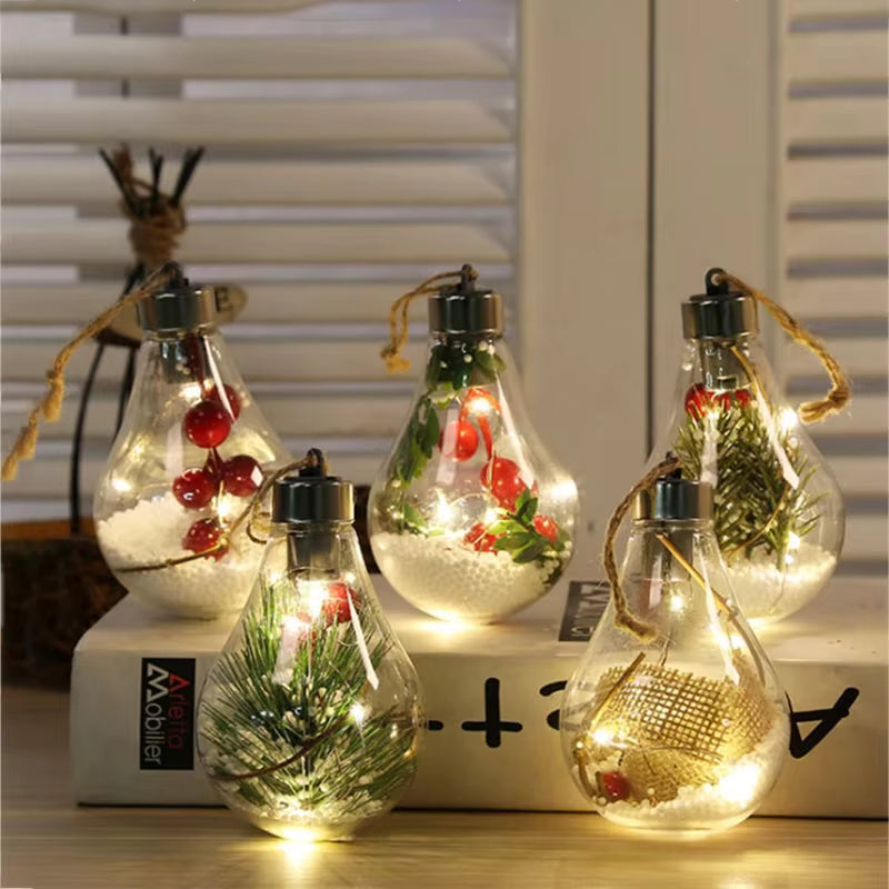 Skorter | Christmas LED Bulb Ornaments – Transparent Ball Tree Décor for Festive Charm & Perfect Holiday Gifts