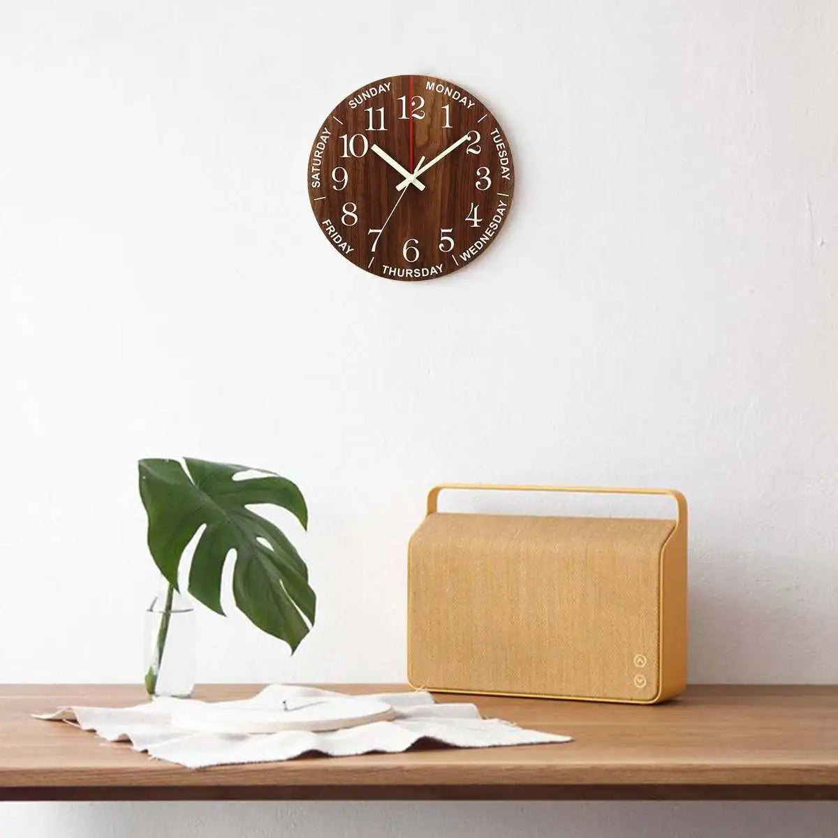 Skorter | GlowClock - Silent Wooden Wall Clock with Night Light