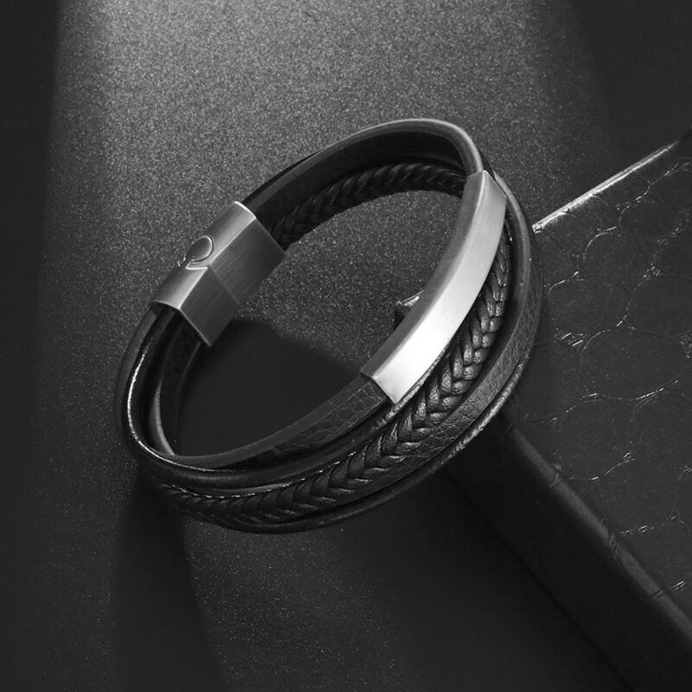 Skorter | Leather Braided Bracelet With Charms