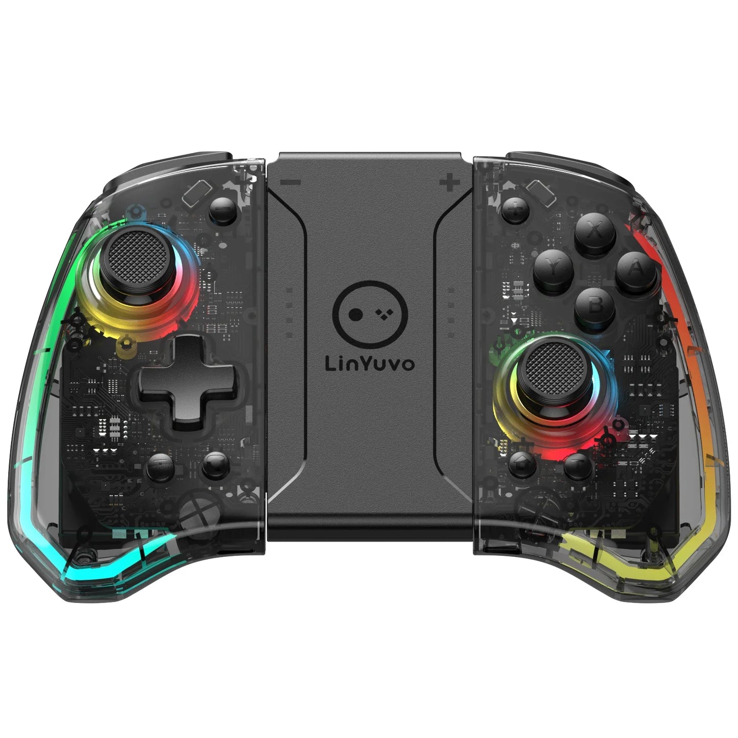 Skorter | Transparent Wireless Joypad with 8-Color LED - Turbo Function and Joystick Controller Switch/NS OLED Lite