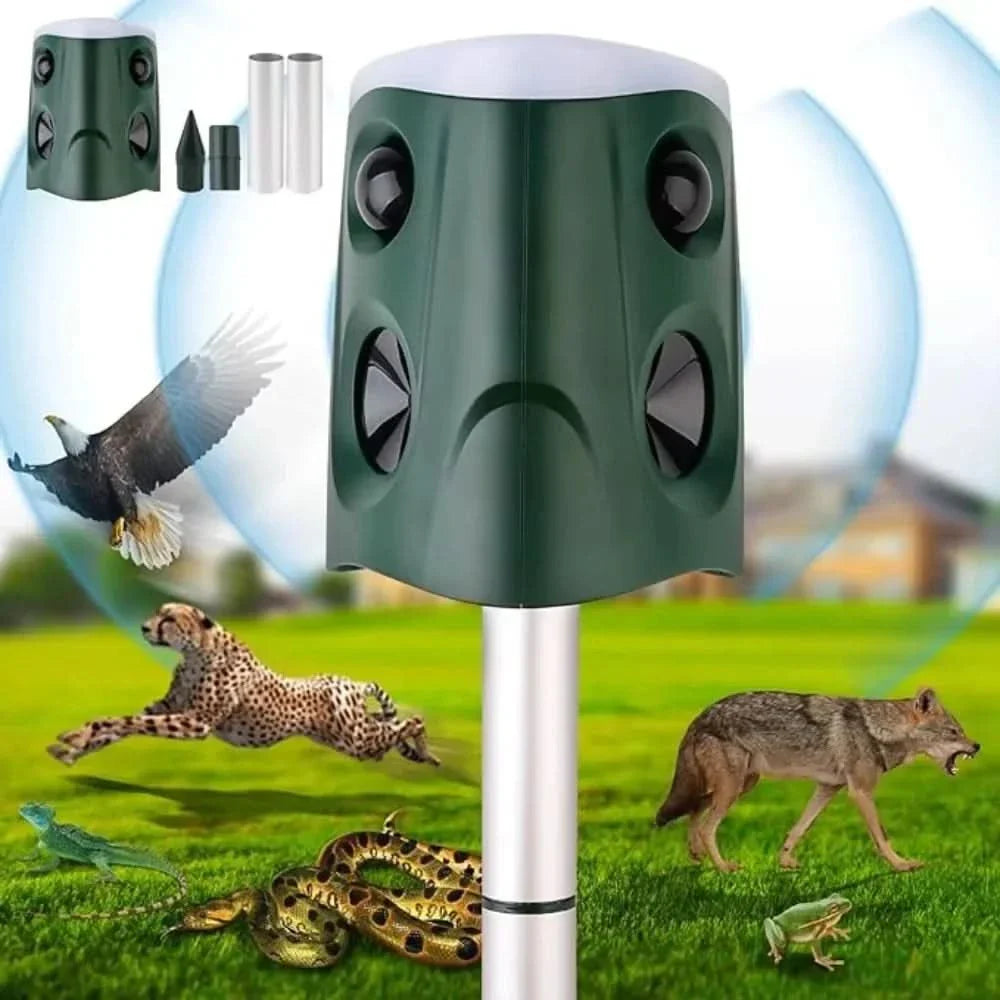 Skorter | ULTRAGUARD ANIMAL REPELLER – Ultrasonic Animal Repeller with LED Light – Weatherproof & Battery Operated for Garden & Outdoor Use