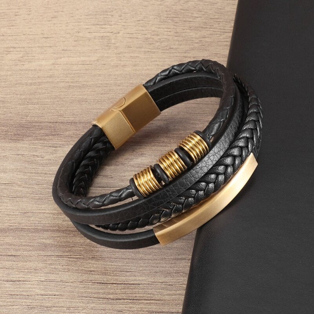 Skorter | Leather Braided Bracelet With Charms
