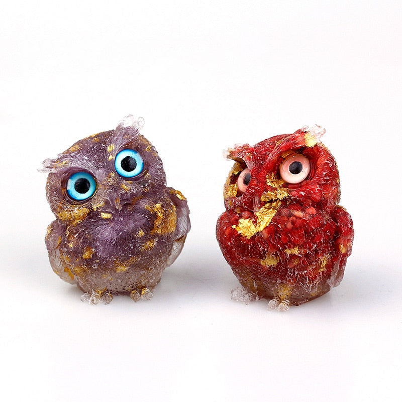 Skorter | Natural Crystal Owl Figurine: Handmade Collector's Item