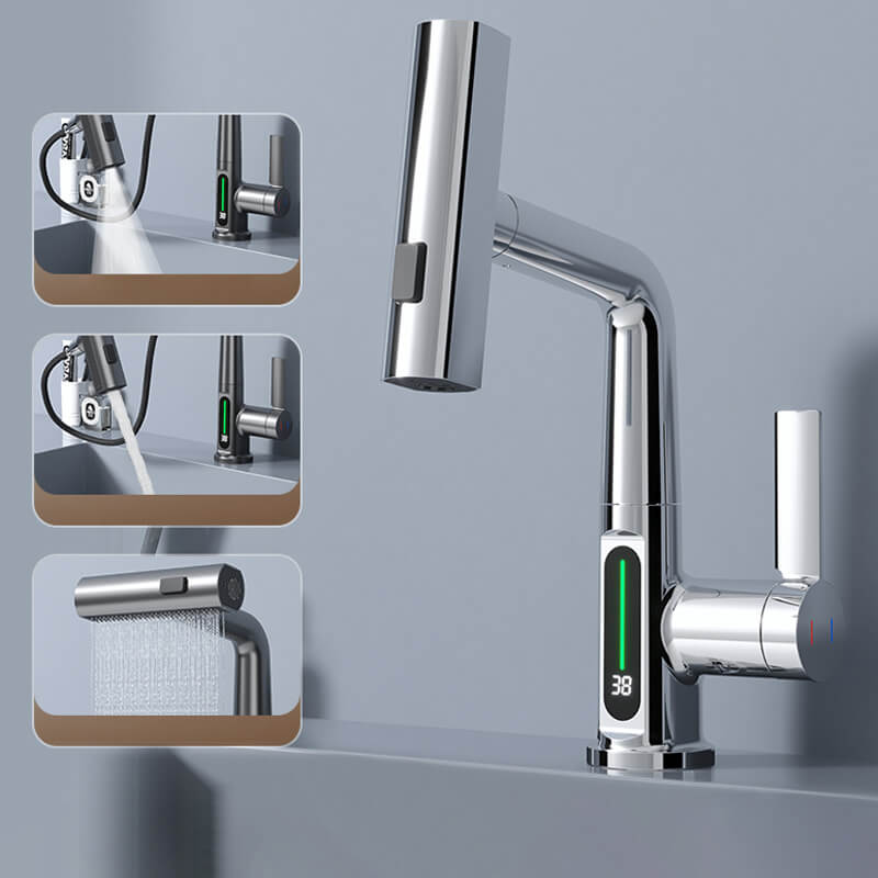 Skorter | WaterMaster Flexible LED Kitchen & Bathroom Faucet – 360° Swivel, Pull-Out Hose & 5 Spray Modes