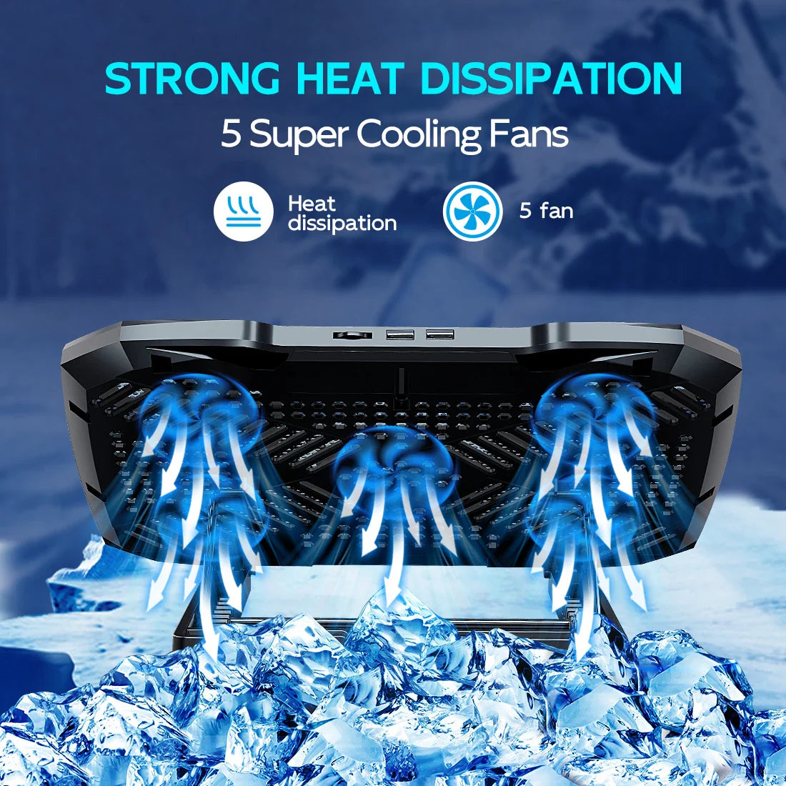 Skorter | 12-17 Inch Laptop Cooling Pad with 5 Fans