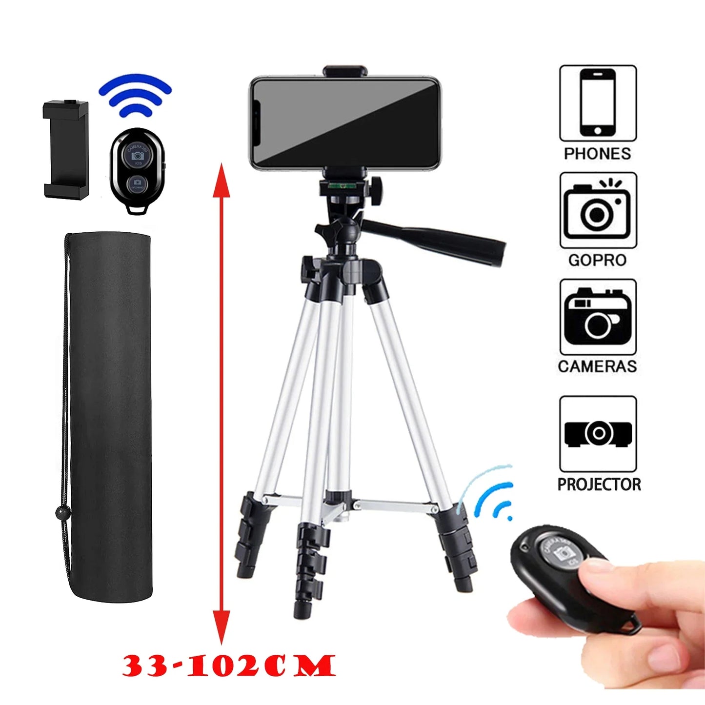 Skorter | 100cm Phone Tripod Stand with Bluetooth Remote Universal Camera Video Recording Photography Tripod