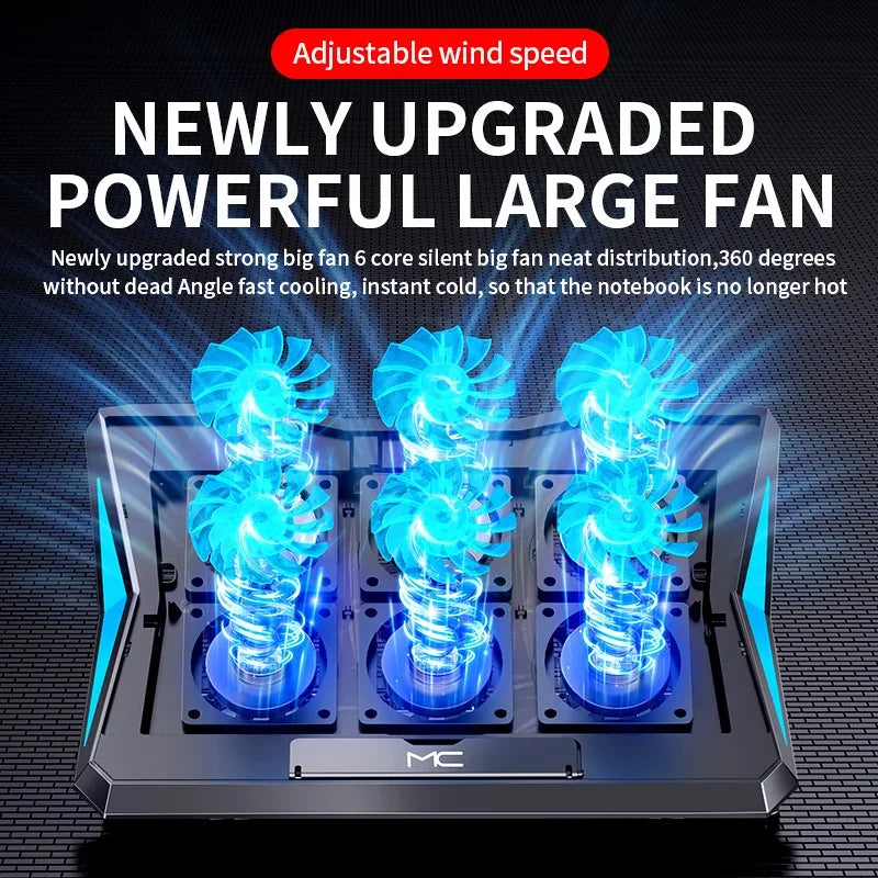 Skorter | Gaming Laptop Cooler with 6 Fans & Adjustable Height