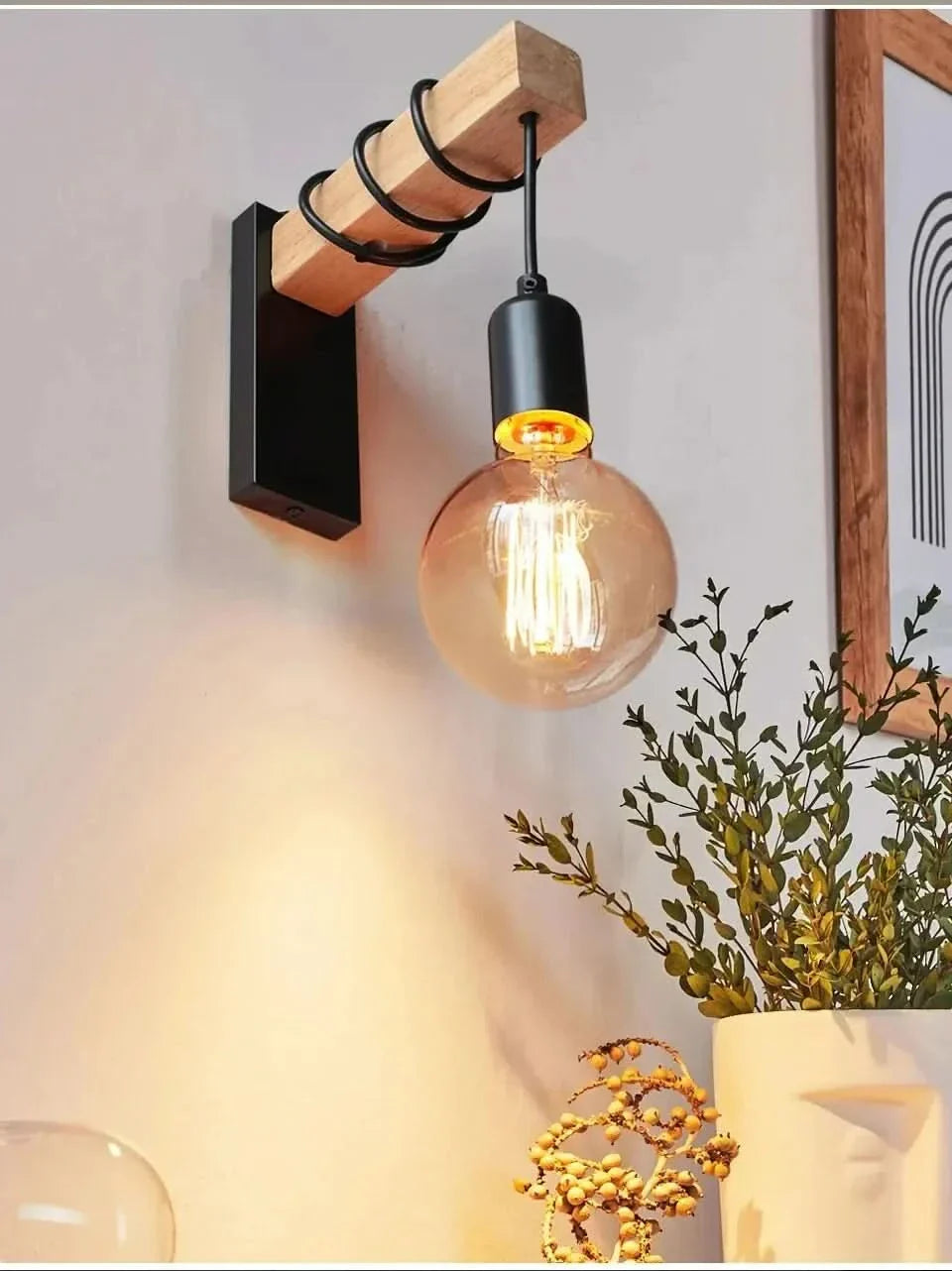 Skorter | Vintage Wood & Iron Wall Lamp – RetroLume E27